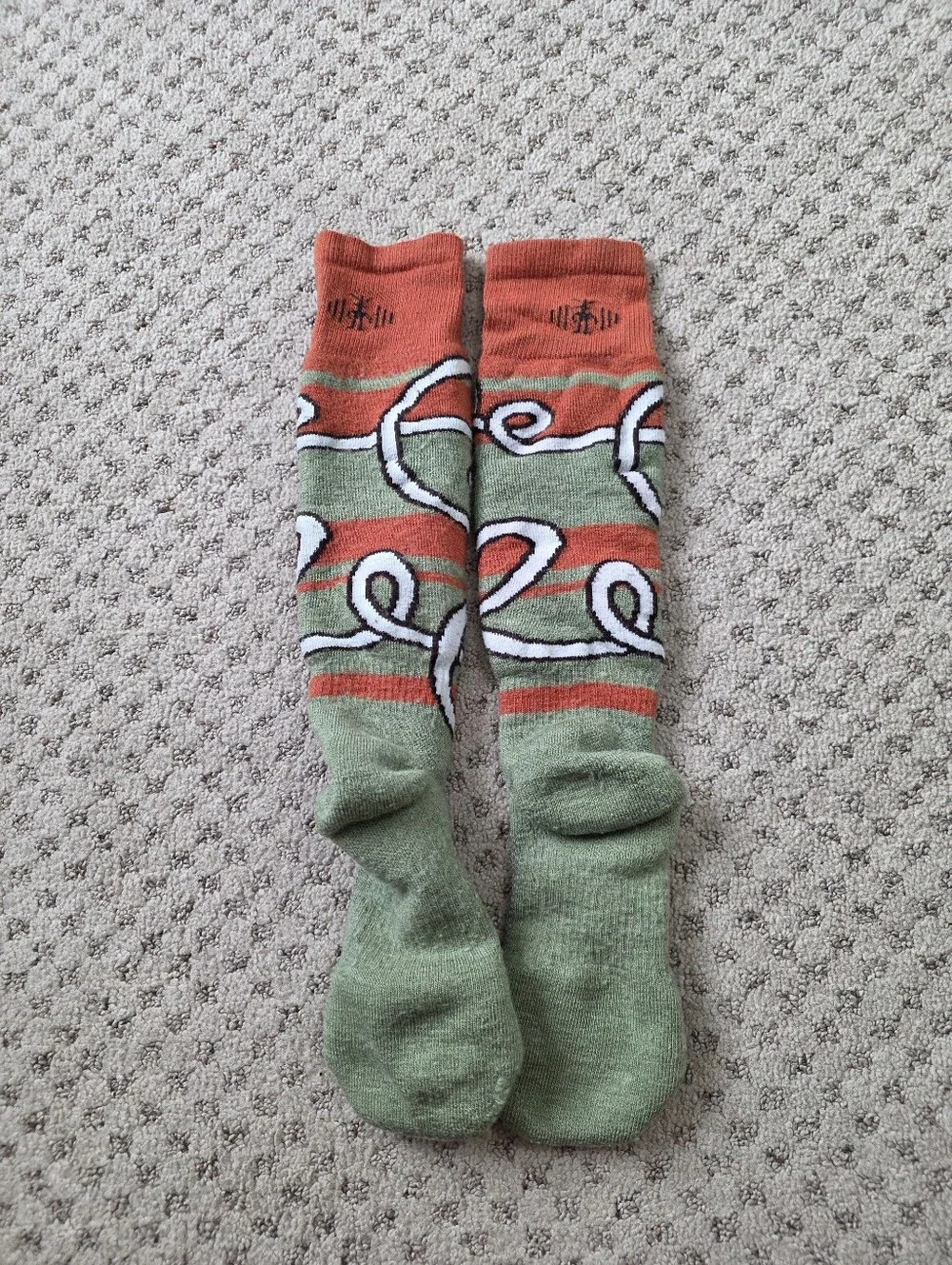 Smartwool Green and Orange Patterned Women's Over The Calf Socks